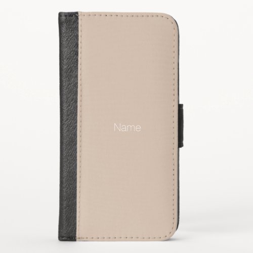 Minimalist beige tan custom name monogram iPhone x wallet case