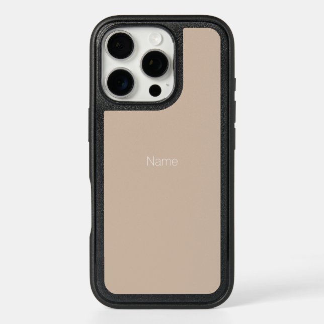 Minimalist beige tan custom name monogram otterbox iPhone case (Back)