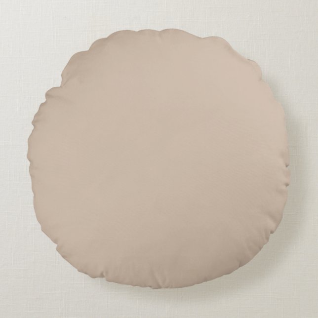 Minimalist beige tan neutral plain solid elegant round pillow (Front)