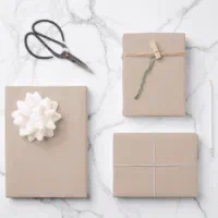 Minimalist beige tan solid plain elegant gift wrapping paper sheets