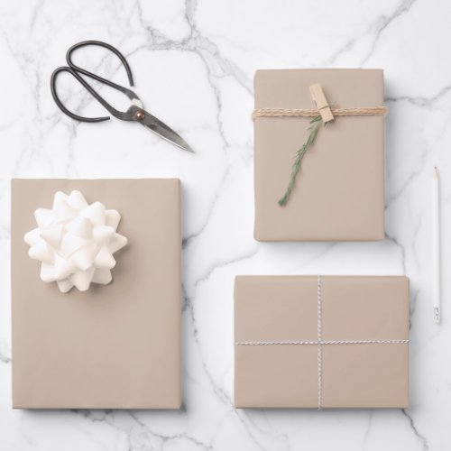 Minimalist beige tan taupe solid plain elegant wrapping paper sheets
