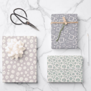 Minimalist Beige Taupe Gray Sage Green Neutral Wrapping Paper Sheets