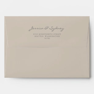 Minimalist Beige Taupe Script Return Address Envelope