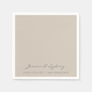 Minimalist Beige Taupe Script Wedding Custom Napkins