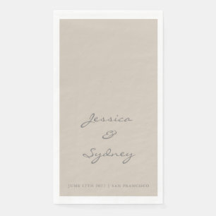 Minimalist Beige Taupe Script Wedding Custom Paper Guest Towels
