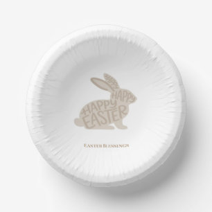 Minimalist Beige Typography Rabbit Paper Bowls