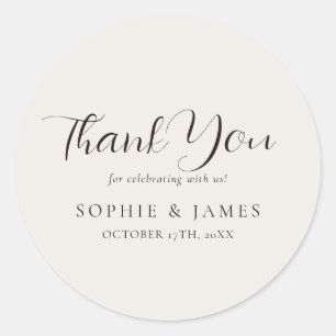 Minimalist Beige Wedding Classic Round Sticker
