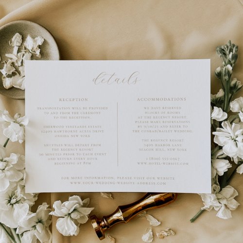 Minimalist Beige Wedding Details Card