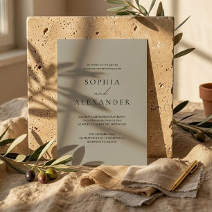 Minimalist Beige Wedding   Elegant Modern Invitation