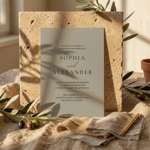 Minimalist Beige Wedding | Elegant Modern Invitation