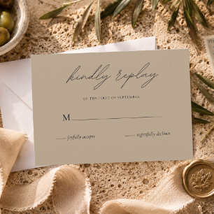 Minimalist Beige Wedding Elegant Neutral RSVP Card