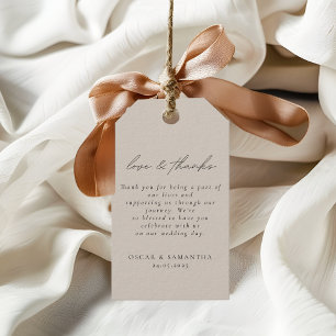 Minimalist Beige Wedding Elegant Script Gift Tags