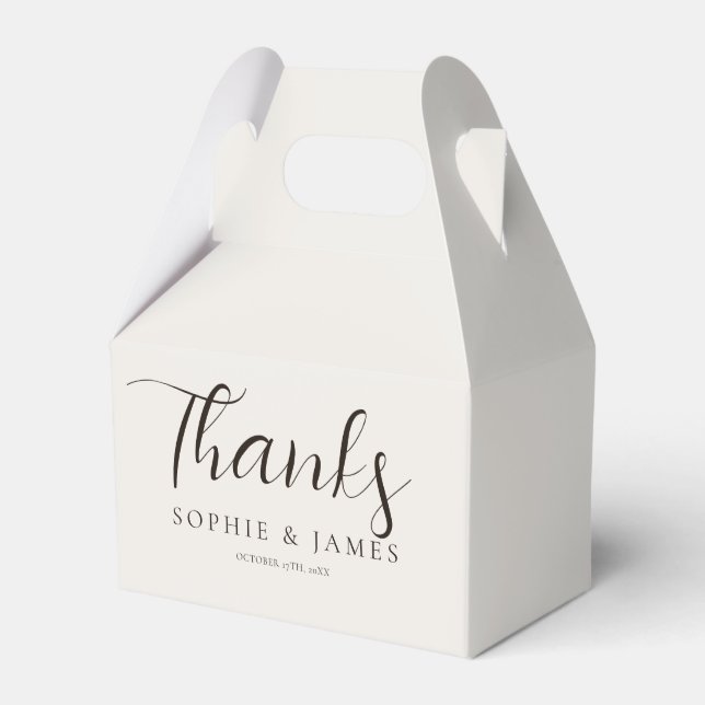 Minimalist Beige Wedding Gift Favor Boxes (Front Side)
