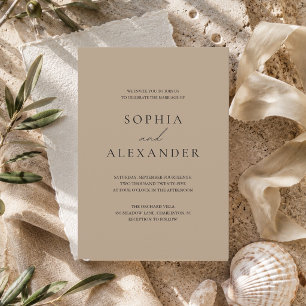 Minimalist Beige Wedding Modern Elegant Invitation