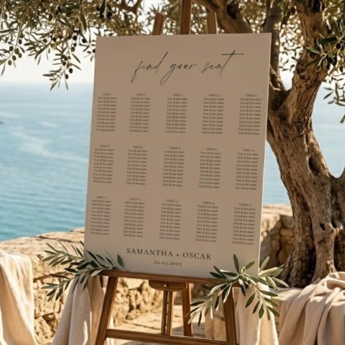 Minimalist Beige Wedding Seating Chart Sign