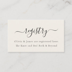 Minimalist Beige Wedding Shower Gift Registry Enclosure Card
