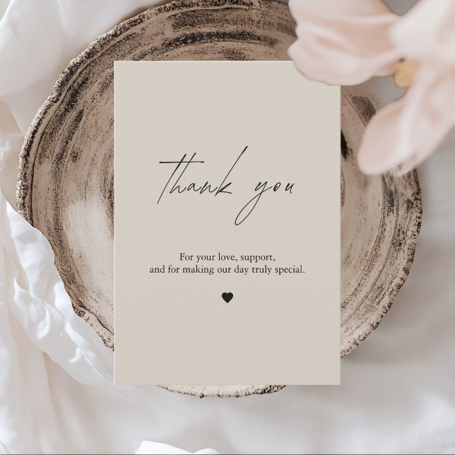 Minimalist Beige Wedding Thank You Card  (Creator Uploaded)
