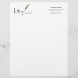 Minimalist Beige & White Simple Modern Notary Letterhead<br><div class="desc">Create a professional mailings with Minimalist Beige & White Simple Modern Notary Letterhead. Don't wait for opportunity, create it! Featuring a notary loan signing agent designed with a beige feathered calligraphy pen logo and simple, elegant design, this 8.5" x 11" letterhead is perfect for making sure your communication looks great....</div>
