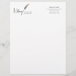 Minimalist Beige &amp; White Simple Modern Notary Letterhead