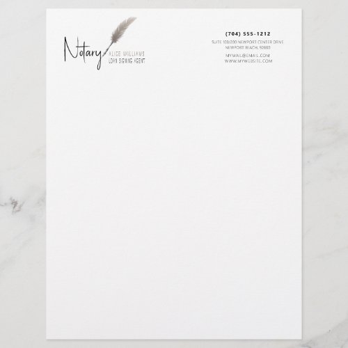 Minimalist Beige  White Simple Modern Notary Letterhead