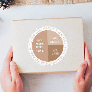 Minimalist Beige & White Thank You Sticker