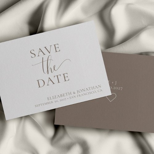 Minimalist Beige White Wedding Save The Date Card
