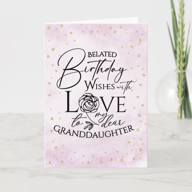 Minimalist Belated Birthday Card For Granddaughter (Front)