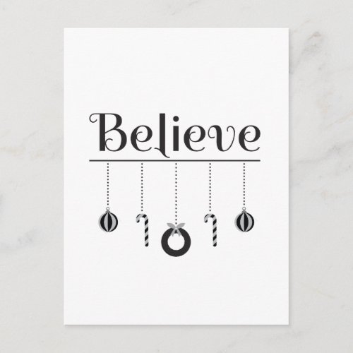 Minimalist Believe Christmas Holiday Postcard