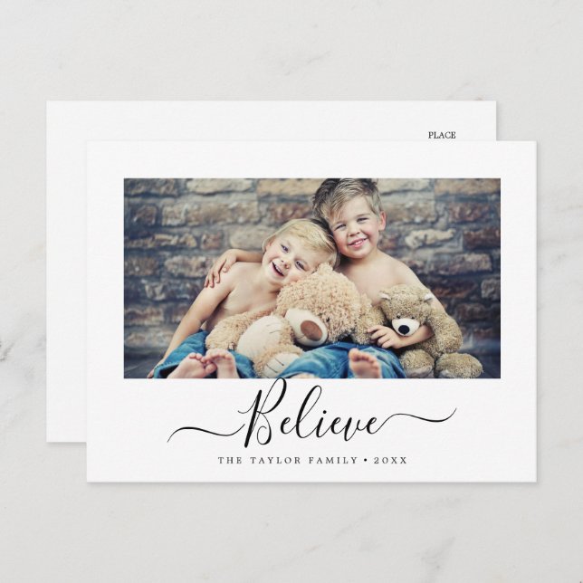 Minimalist Believe Religious Landscape Photo Holiday Postcard (Front/Back)
