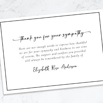 Minimalist Bereavement Funeral Thank You Card | Zazzle