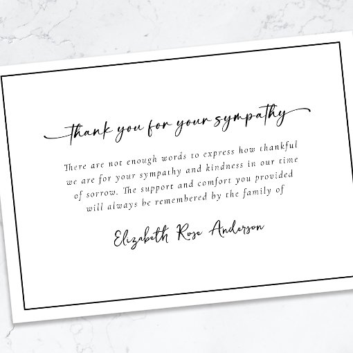 Minimalist Bereavement Funeral Thank You Card | Zazzle