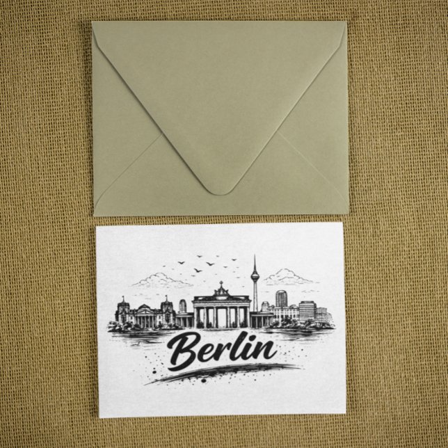 Minimalist Berlin Germany Cityscape Art Postcard (Minimalist Berlin Germany Skyline Art Postcard)
