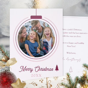 Minimalist Berry Photo Ornament Letterpress Card
