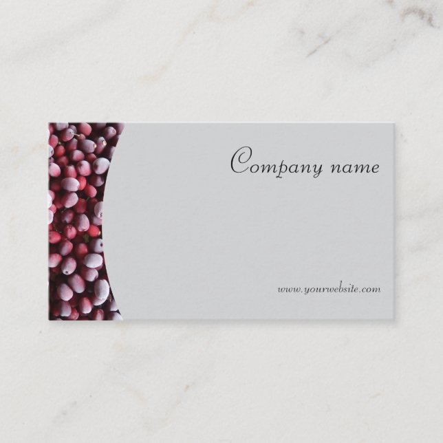 Minimalist berry photo QR grey Business Card (Front)