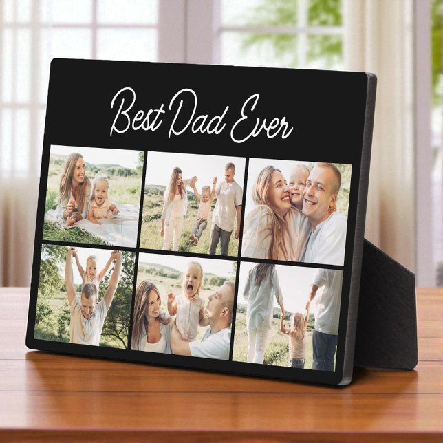 Minimalist Best Dad Ever Custom 6 Photo Collage Plaque (Creator Uploaded)