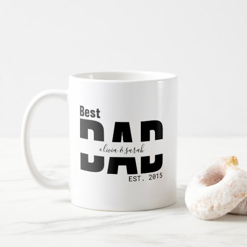 Minimalist Best Dad Ever Established Fathers Day Coffee Mug