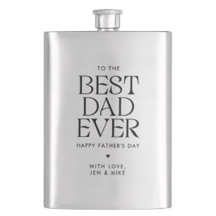 Minimalist Best Dad Ever Modern Father's Day Flask