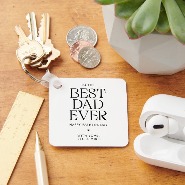 Minimalist Best Dad Ever Modern Father's Day Keychain (Desk)