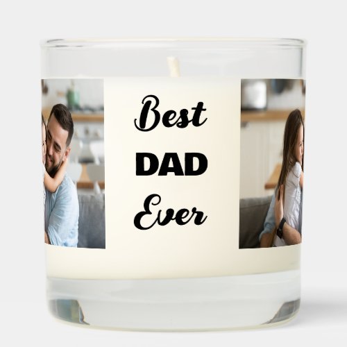 Minimalist Best Dad Ever Script 4 Photo Collage  Scented Candle