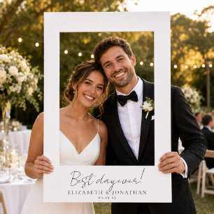 Minimalist Best Day Ever Wedding Photo Booth Selfie Frame