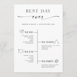 Minimalist Best Day Ever Wedding Timeline Program
