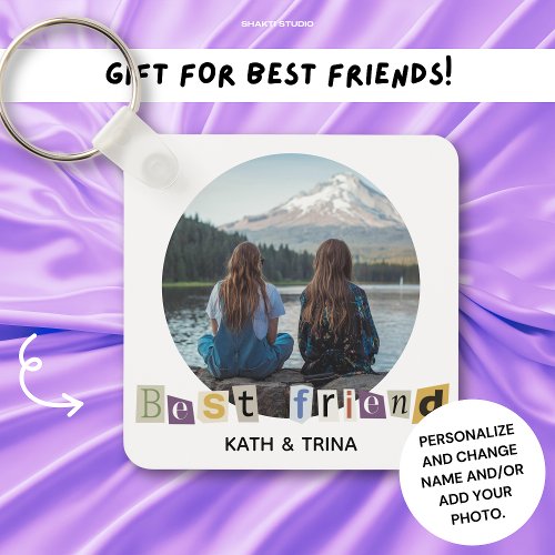 Minimalist Best Friend Gift BFF Photo Keychain