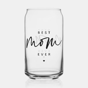 Minimalist Best Mom Ever elegant Script Typography Can Glass