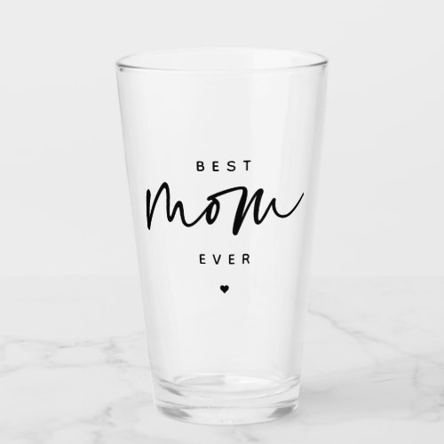 Minimalist Best Mom Ever elegant Script Typography Glass