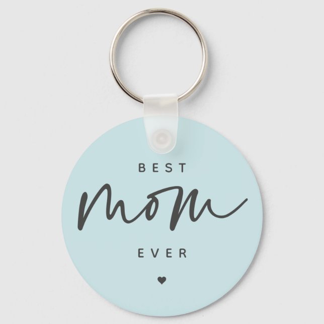 Minimalist Best Mom Ever elegant Script Typography Keychain (Front)