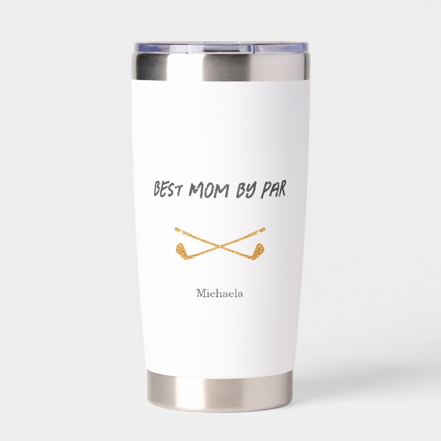 Minimalist Best Mom Glitter Golf Clubs Insulated Tumbler (Front)
