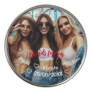 Minimalist BFF Valentine's Day White Heart   Photo Golf Ball Marker