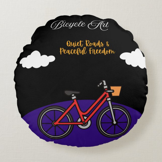 Minimalist Bicycle Art Design Round Pillow (Front)