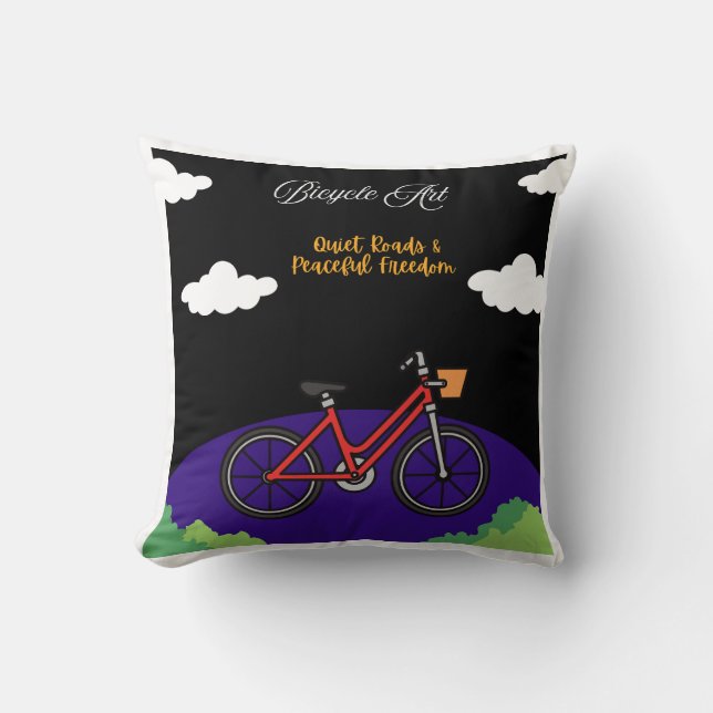 Minimalist Bicycle Art Design Throw Pillow (Front)