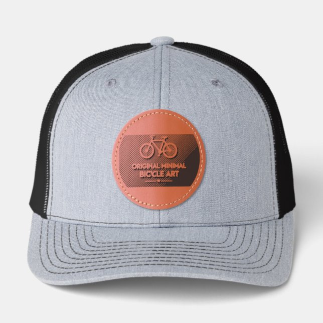 Minimalist Bicycle Art Leather Patch Hat (Front)